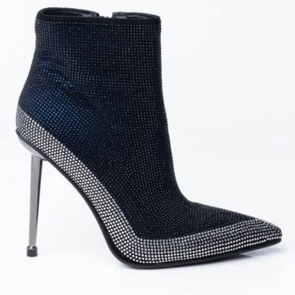 Navy & Silver Rhinestone booties